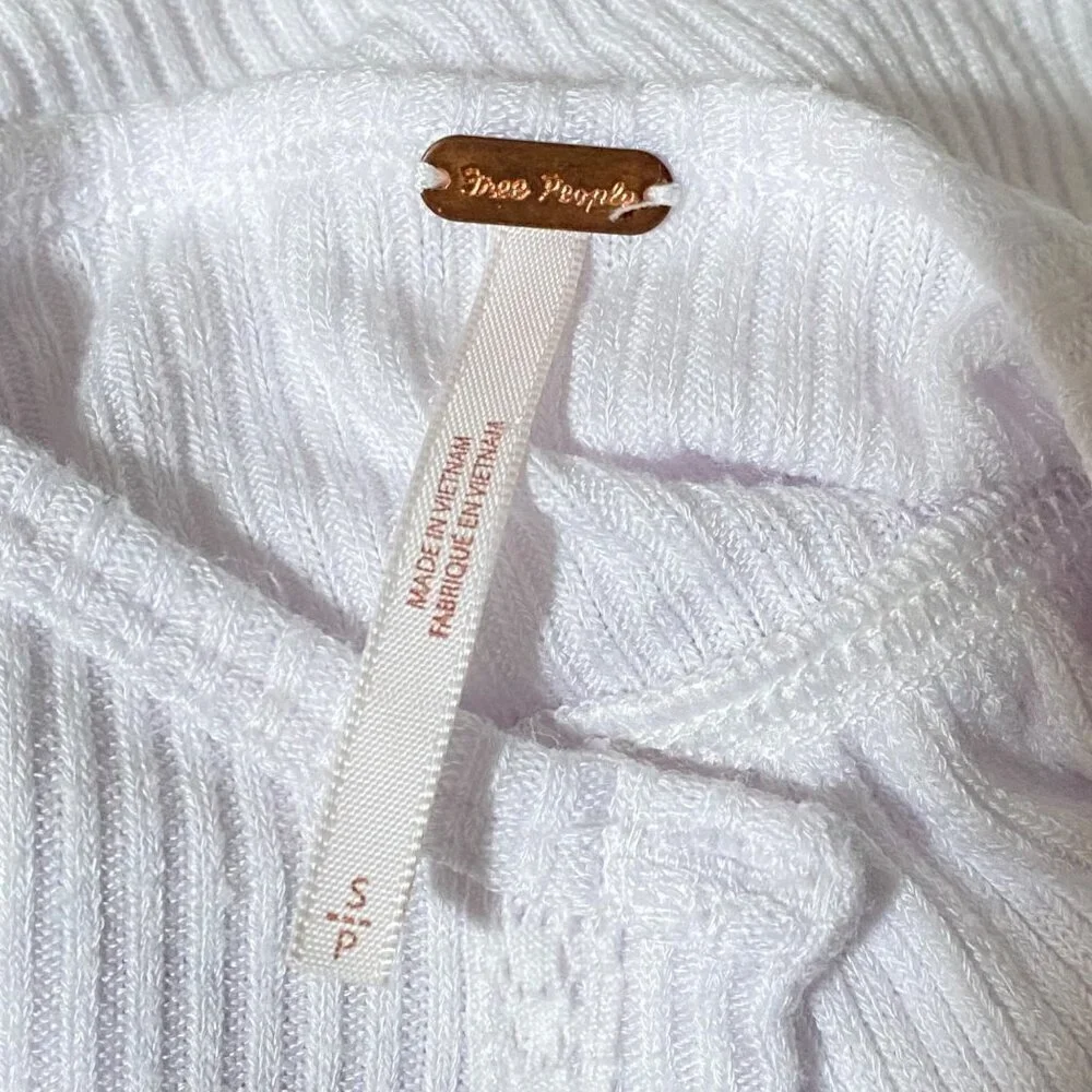 Free People Leo Henley Long Sleeve Tunic Top in White Size Small